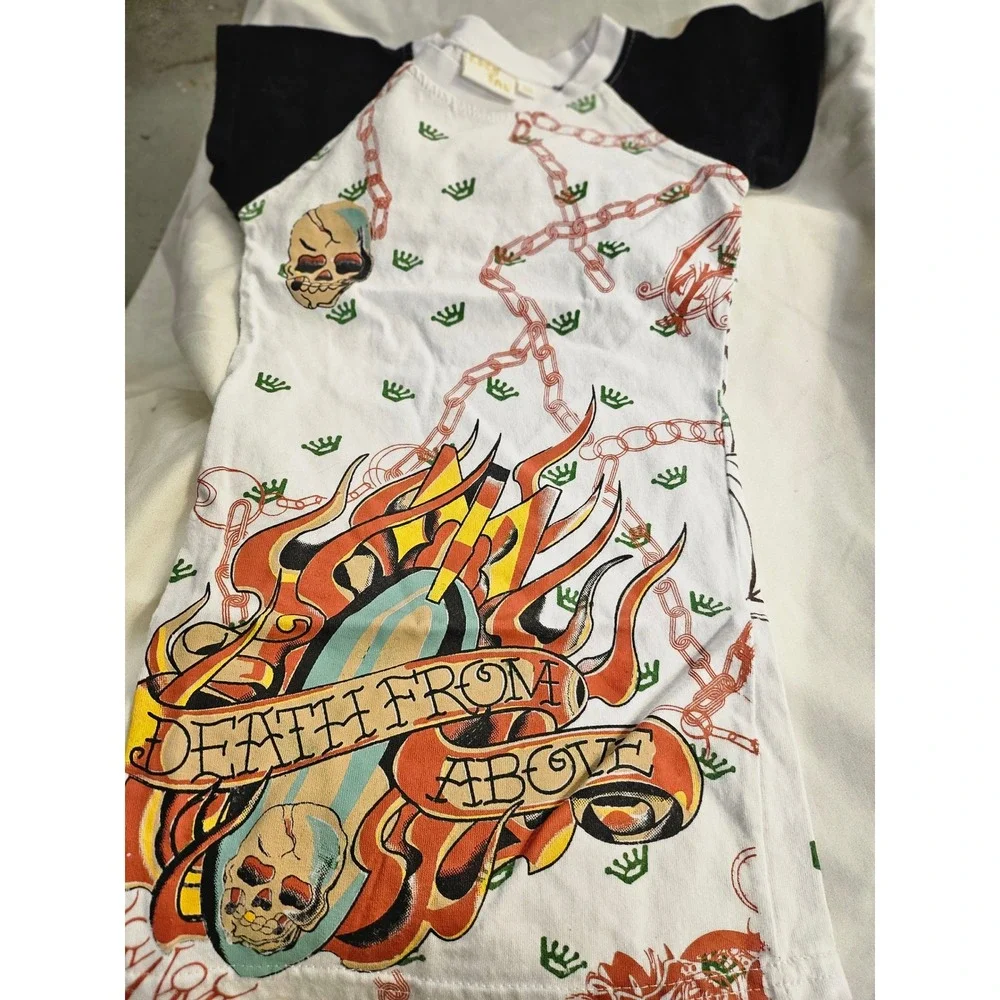 Vintage City Ink Kids Tattoo Graphic Raglan Shirt Skulls Death From Above 18M